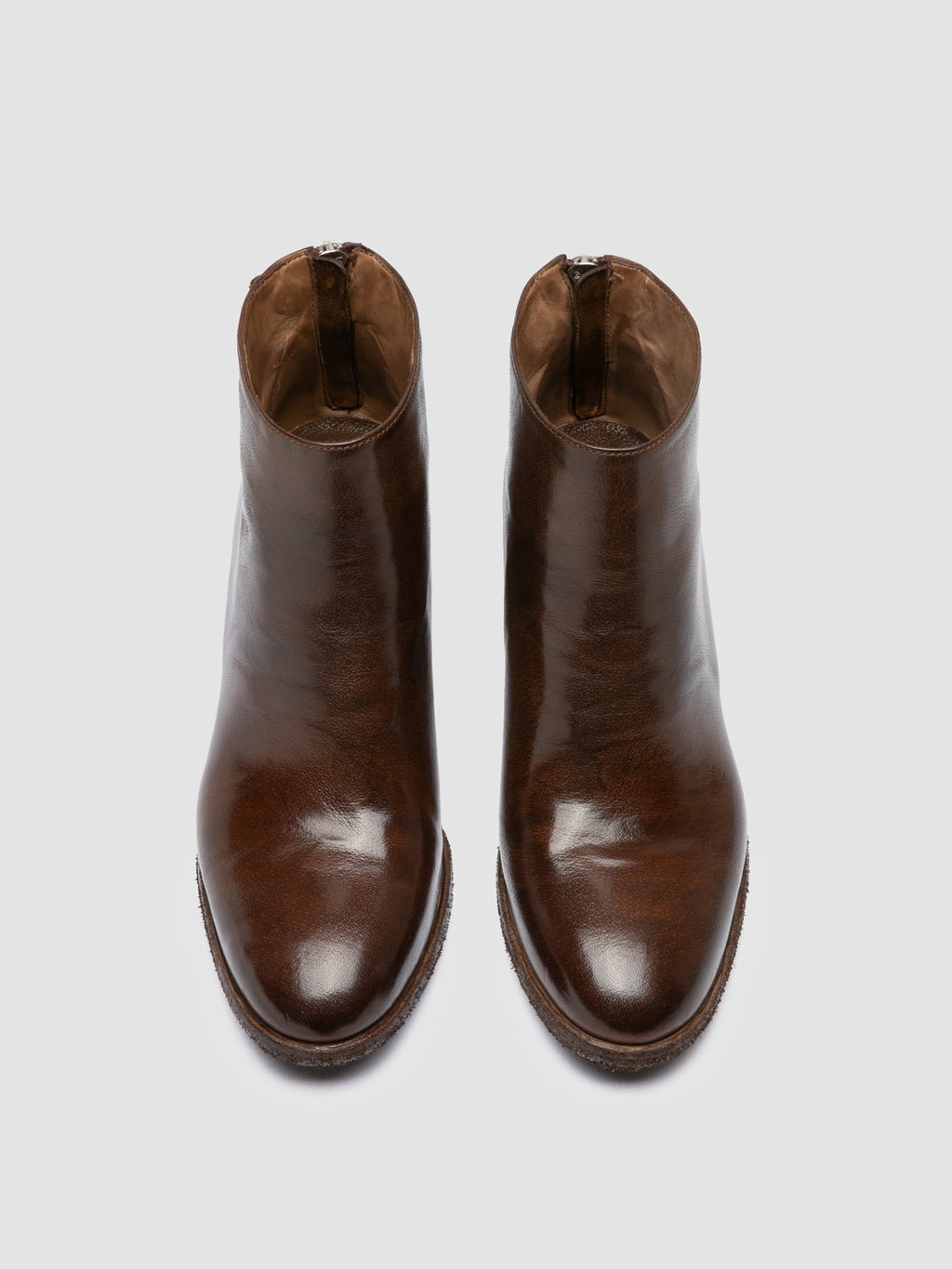 DELICE 001 - Brown Leather Zipped Boots - image 2,side view