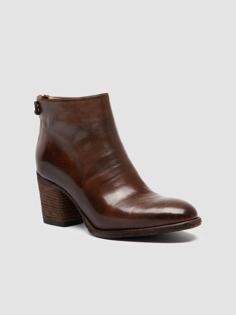 DELICE 001 - Brown Leather Zipped Boots
