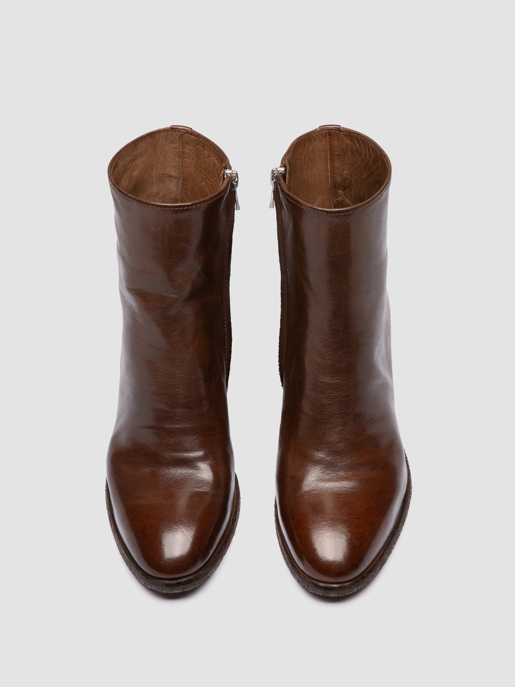 DELICE 005 - Brown Leather Zipped Boots - image 2,side view