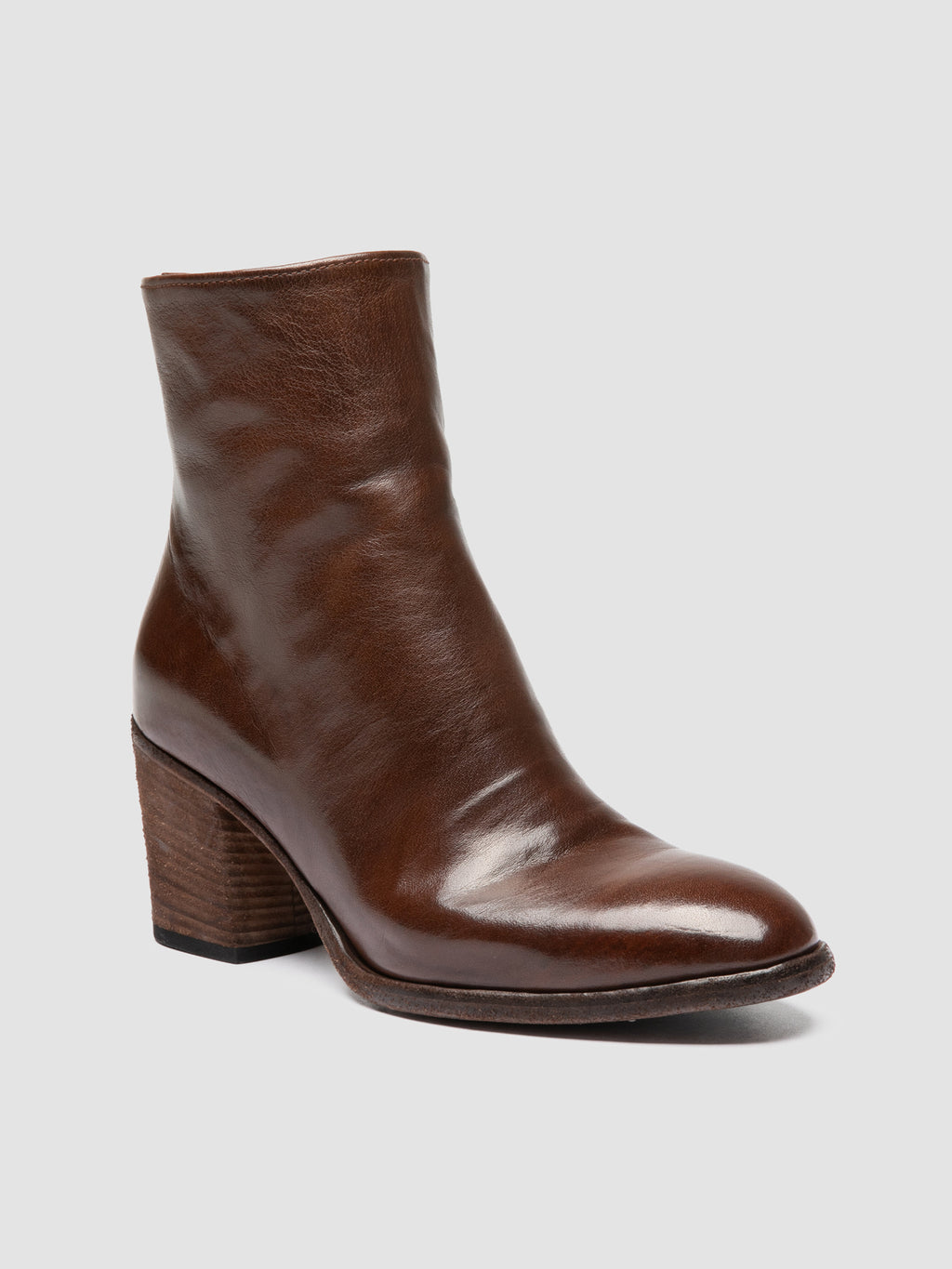 DELICE 005 - Brown Leather Zipped Boots - image 3,side view