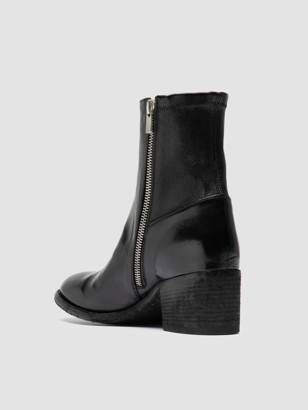 DENNER 127 - Black Leather Zipped Boots - image 4,side view