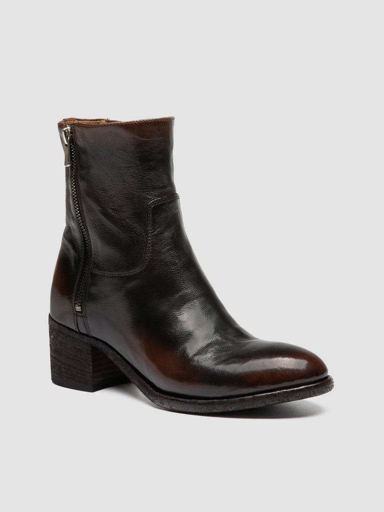 DENNER 129 - Brown Leather Zipped Boots