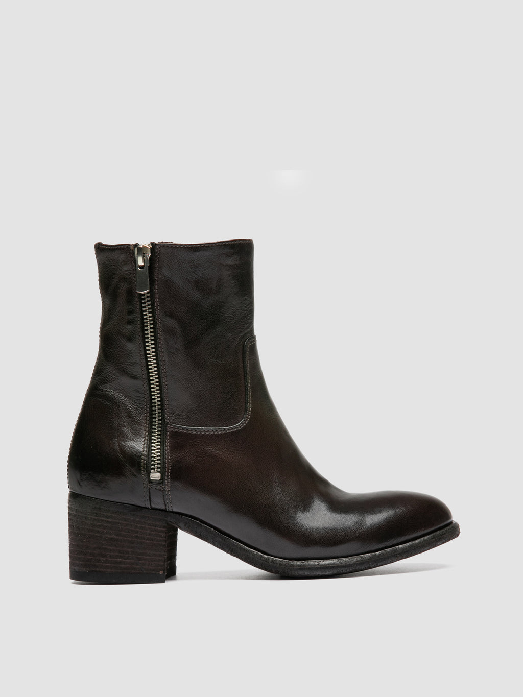 DENNER 129 - Grey Leather Zipped Boots - image 1,side view