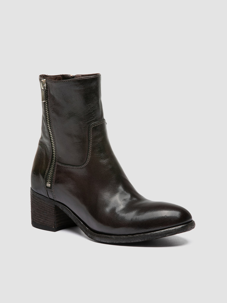 DENNER 129 - Grey Leather Zipped Boots