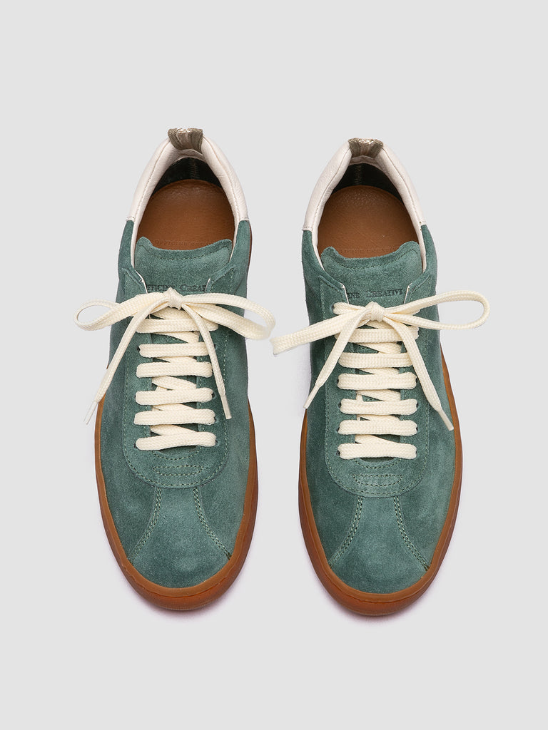 GINNASIO 101 - Green Leather and Suede Low Top Sneakers