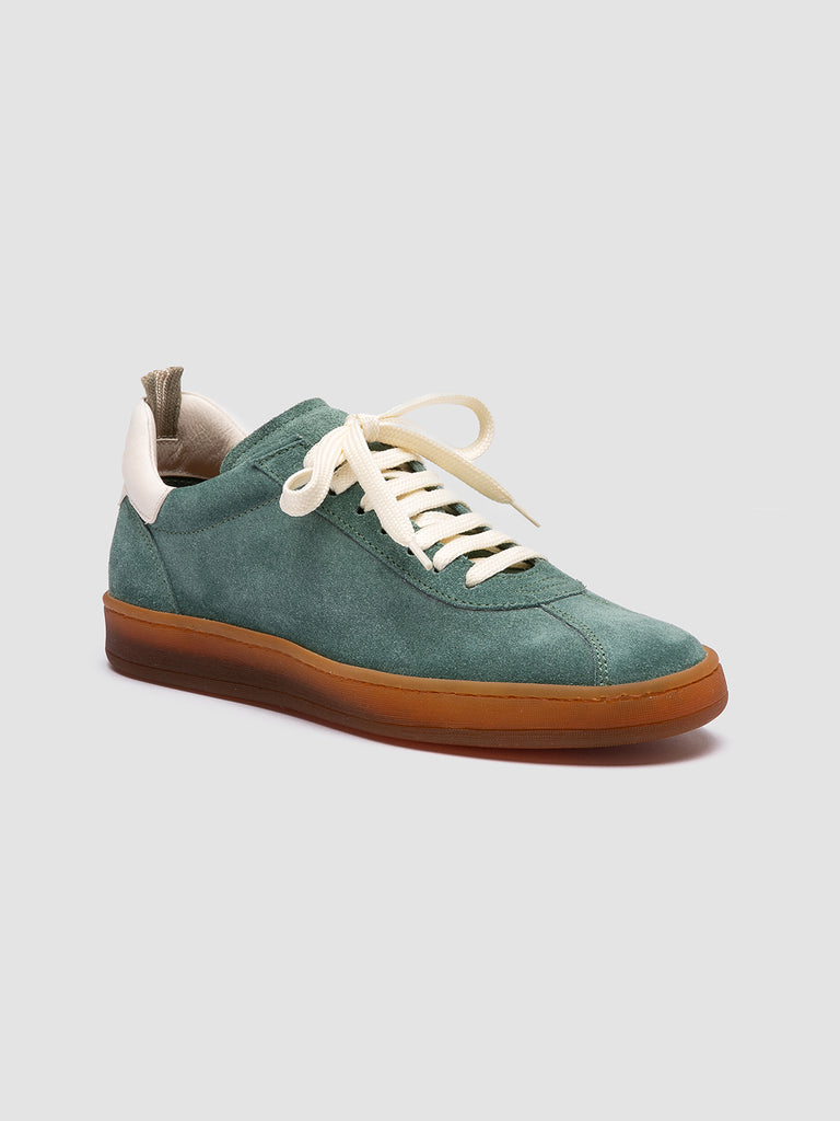 GINNASIO 101 - Green Leather and Suede Low Top Sneakers