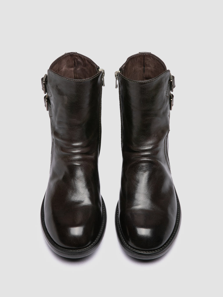DIARY 114 - Grey Leather Zipped Boots