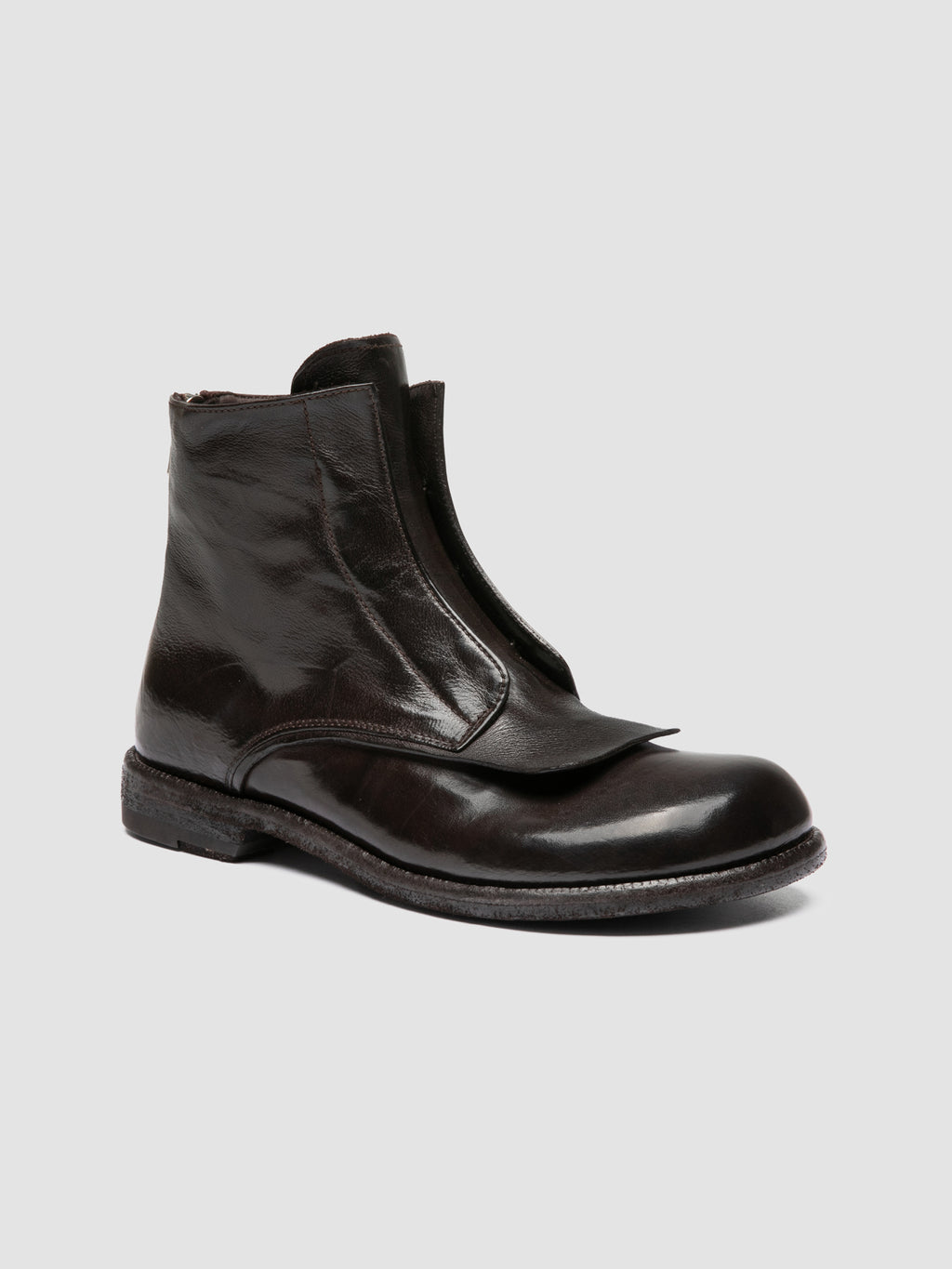 EMERALD DD 002 - Brown Leather Zipped Boots - image 3,side view