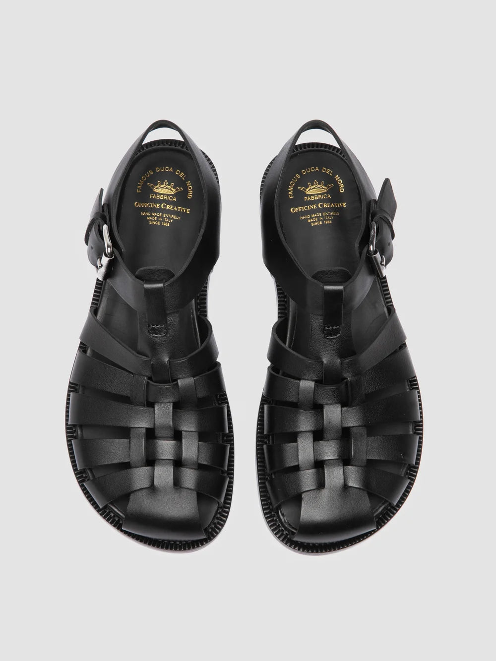 SMARAGD 013 - Schwarze Fischersandalen aus Leder - image 2,side view