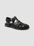 SMARAGD 013 - Schwarze Fischersandalen aus Leder - thumb image 3,side view