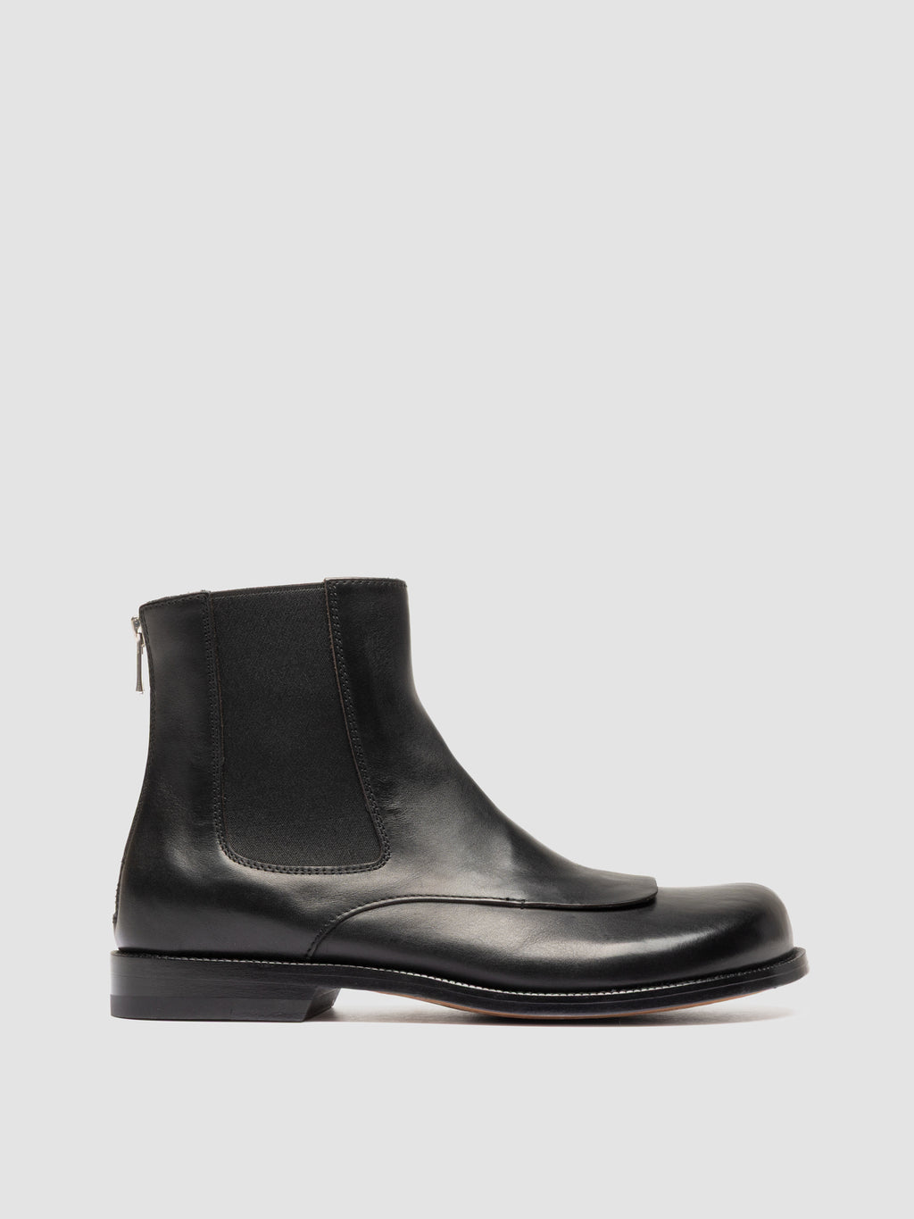 EMERALD 015 - Schwarze Lederstiefel mit Reißverschluss - image 1,side view