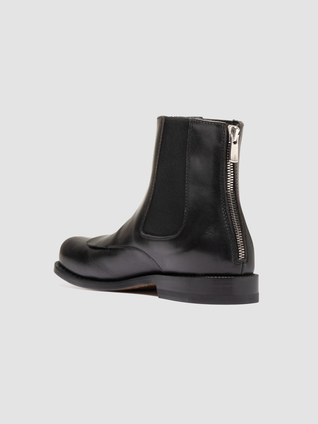 EMERALD 015 - Schwarze Lederstiefel mit Reißverschluss - image 4,side view