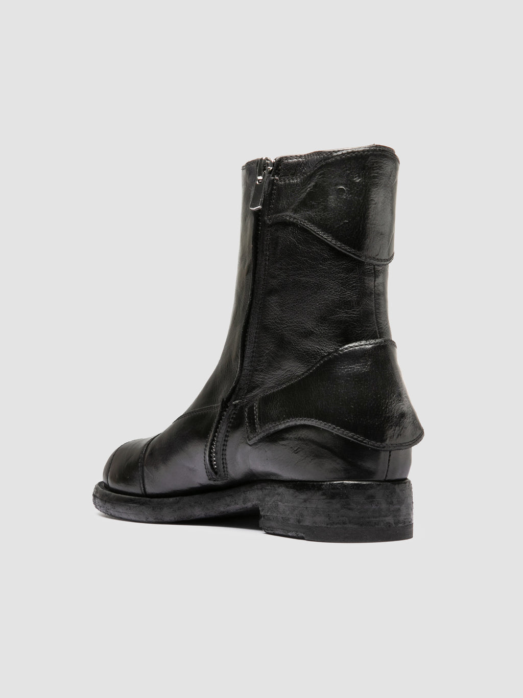 EPHYMERAL 003 - Black Leather Zipped Boots - image 4,side view