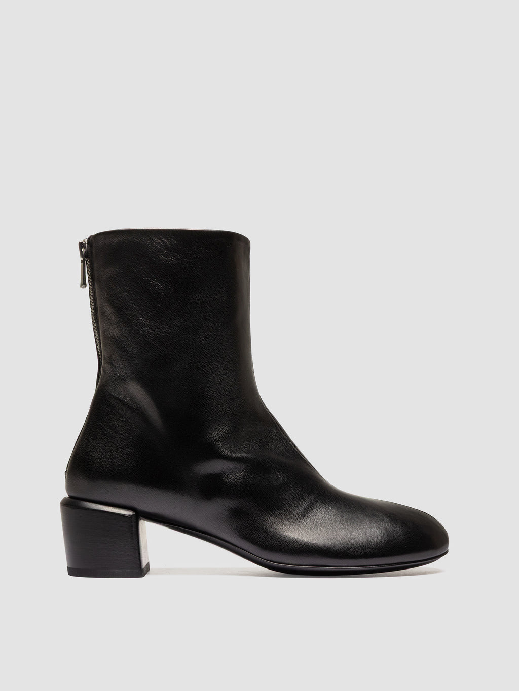 FLORE 012_W - Schwarze Lederstiefel mit Reißverschluss - image 1,side view