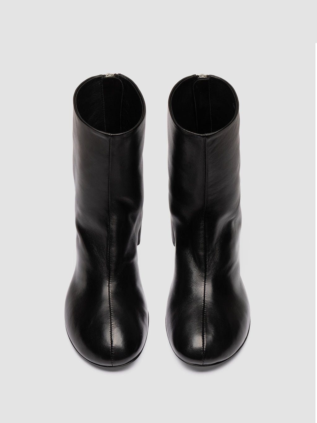 FLORE 012_W - Schwarze Lederstiefel mit Reißverschluss - image 2,side view