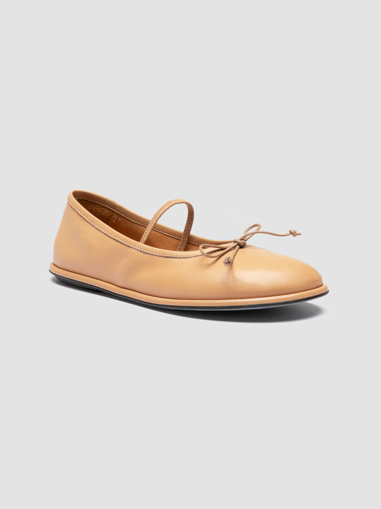 FONTAYNE 001 - Beige Leather Ballerina Shoes