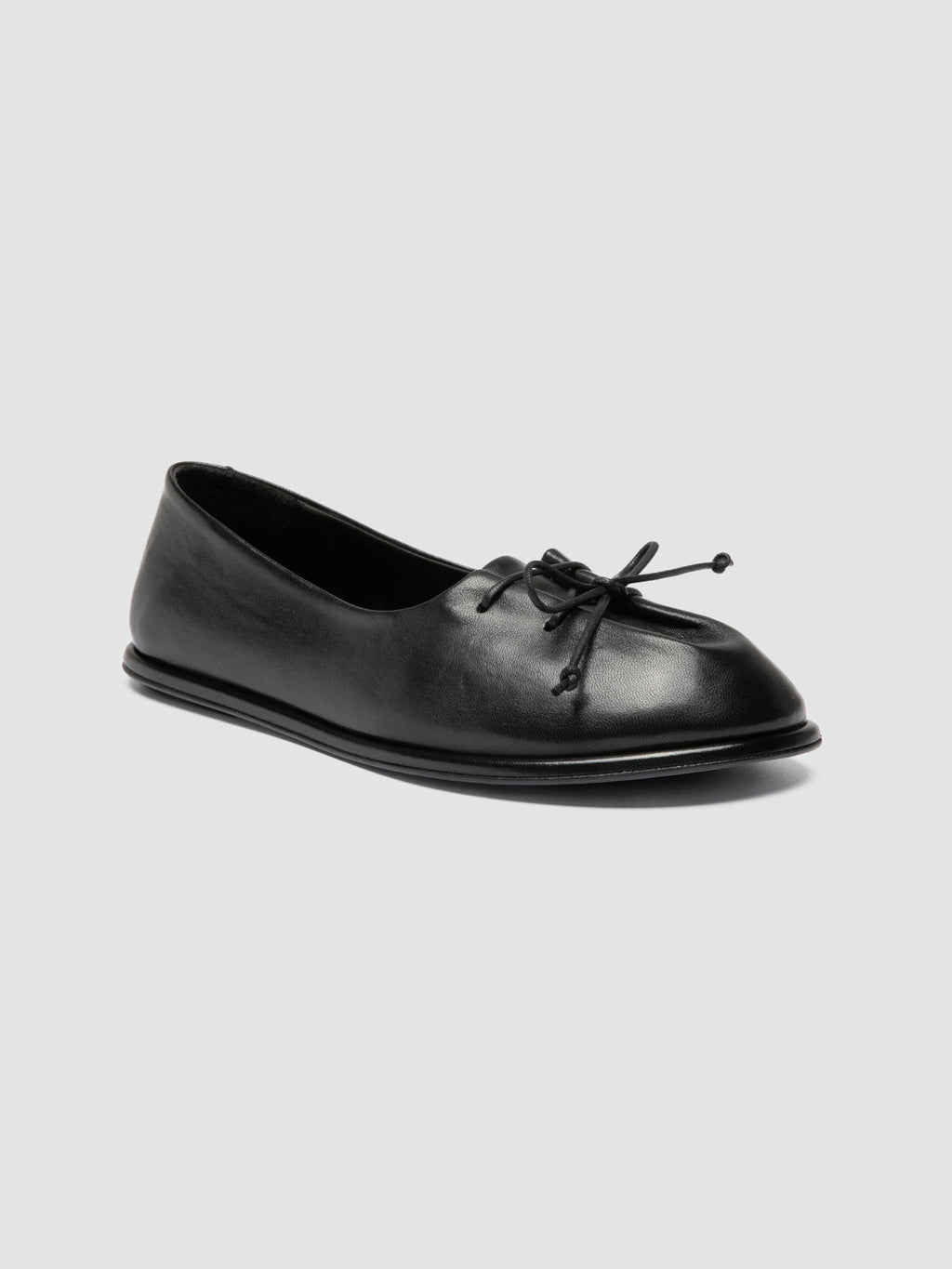 FONTAYNE 009 - Black Leather Ballerina Shoes - image 3,side view
