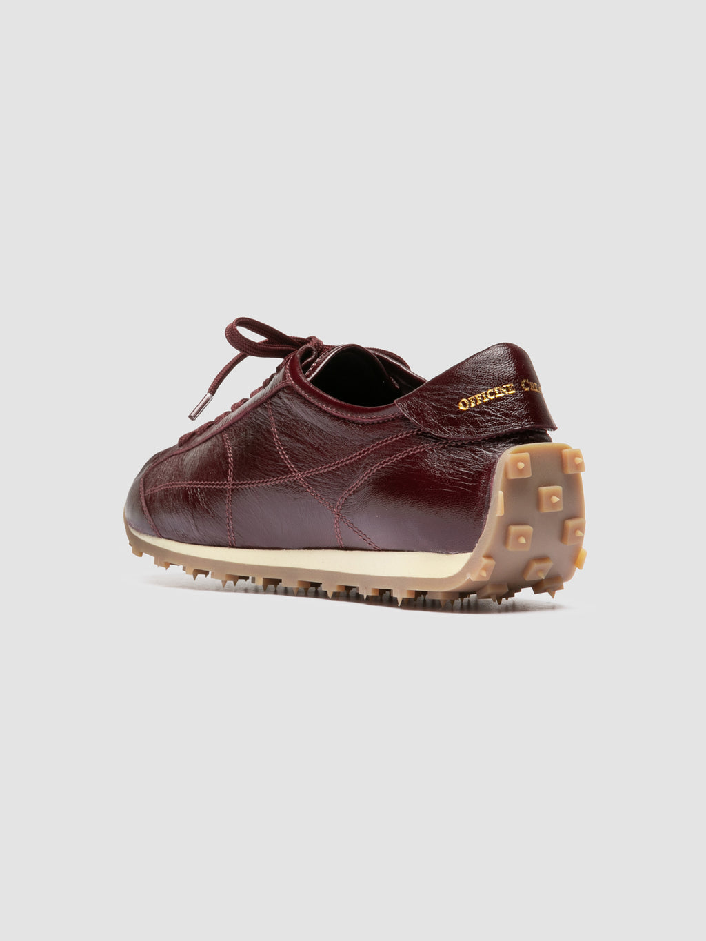 JARRED 102_W - Burgundy Leather Low Top Sneakers - image 4,side view