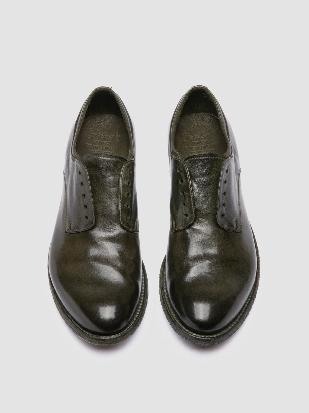 LEXIKON 012 - Green Leather Derby Shoes - image 2,side view