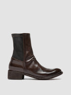 LISON 041 - Braune Lederstiefel mit Reißverschluss