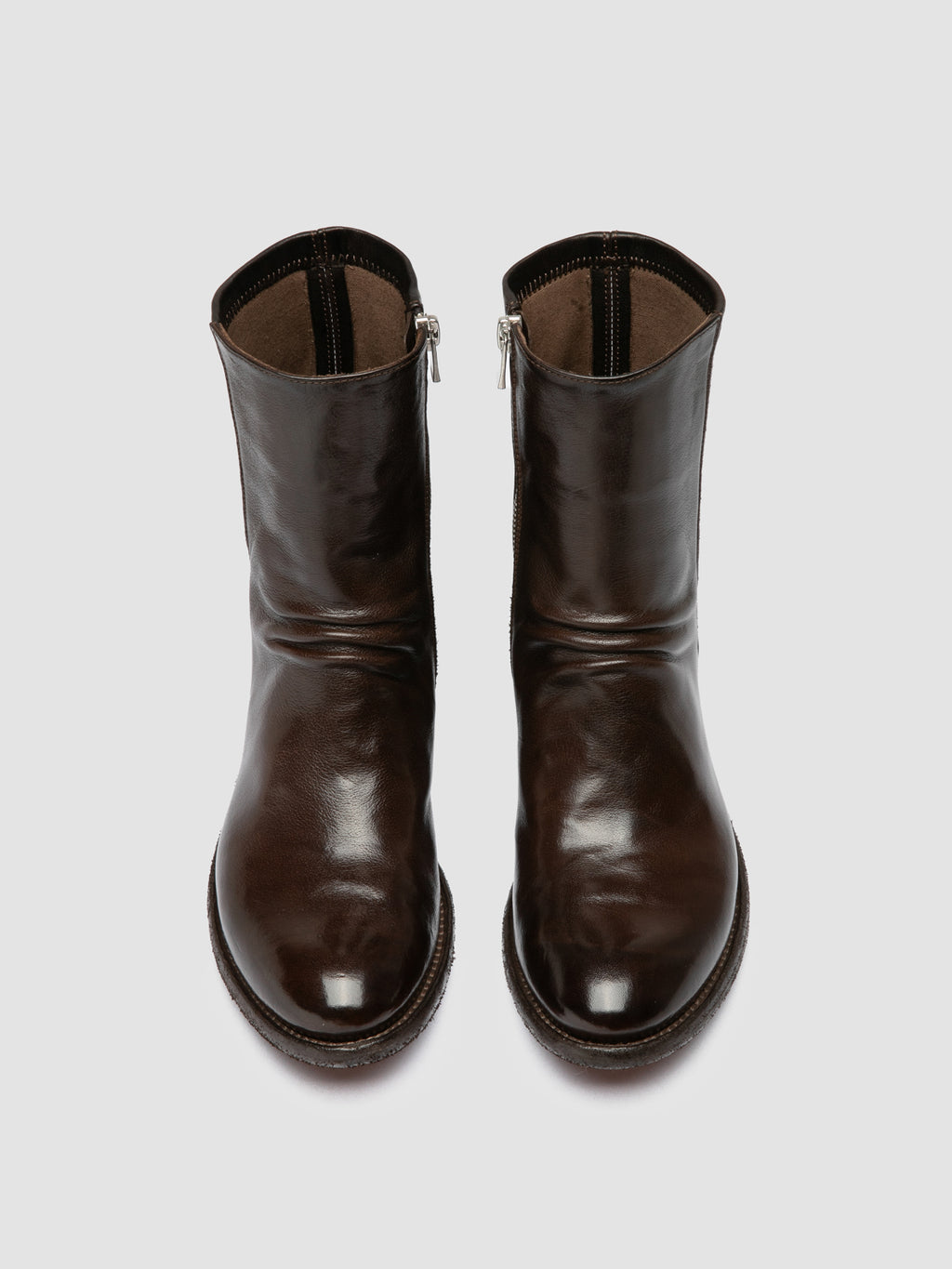 LISON 041 - Brown Leather Zipped Boots - image 2,side view