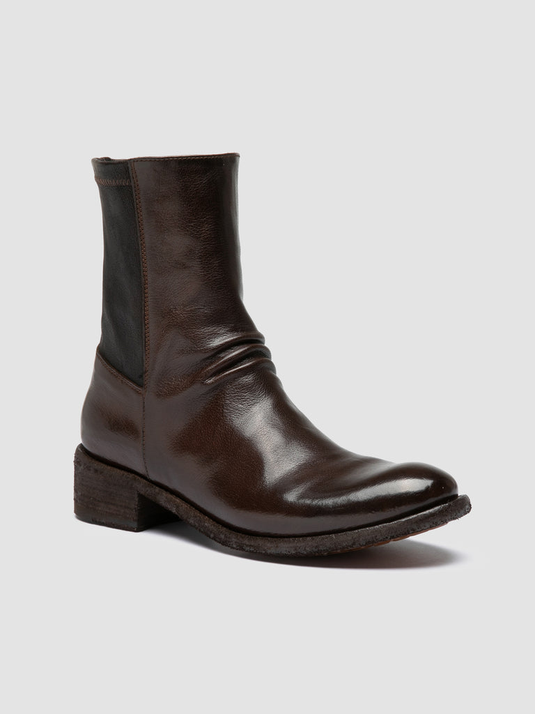 LISON 041 - Brown Leather Zipped Boots
