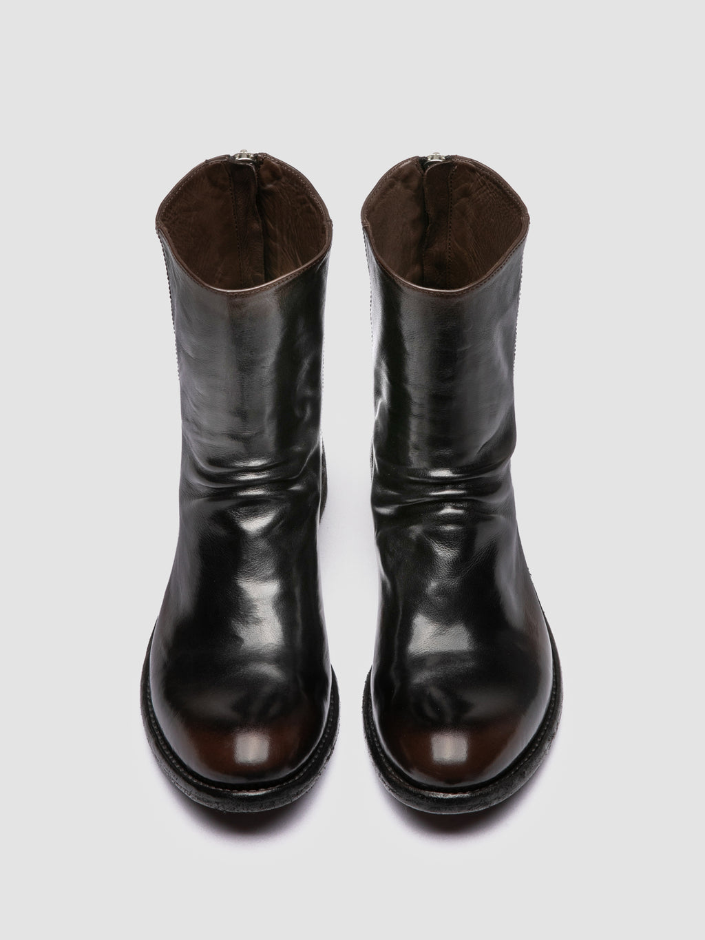 LISON 069 - Black Leather Zip Boots - image 2,side view