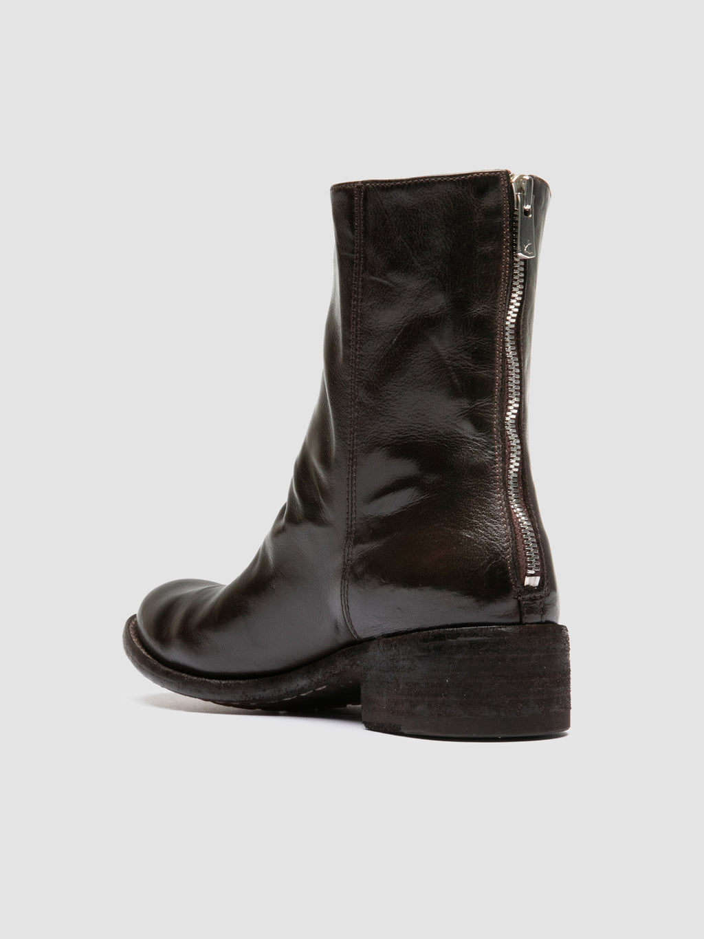 LISON 069 - Brown Leather Zip Boots - image 4,side view