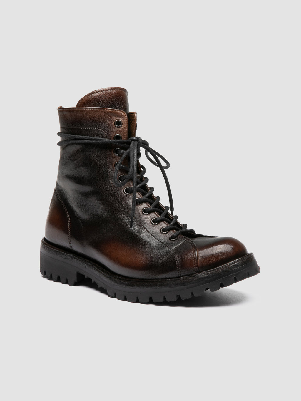 LORAINE 033 - Brown Leather Zip Boots - image 3,side view