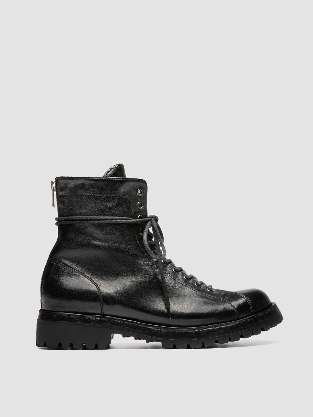LORAINE 033 - Black Leather Zip Boots - image 1,side view