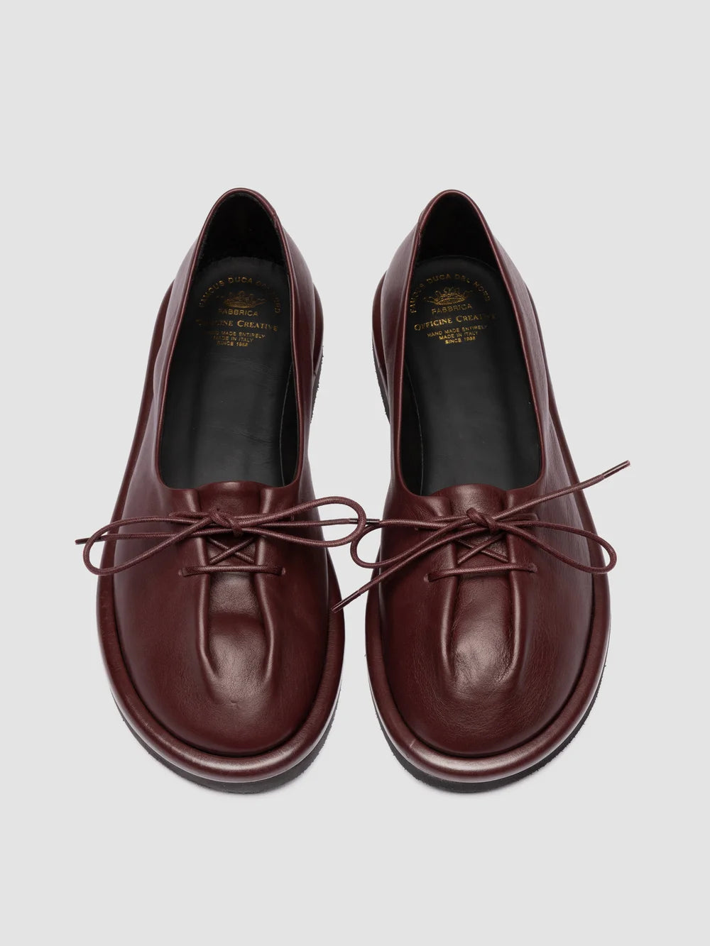 MARJORY 104 - Burgundy Leather Ballerina Shoes - image 2,side view