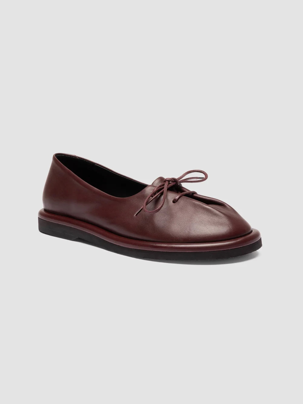 MARJORY 104 - Burgundy Leather Ballerina Shoes - image 3,side view