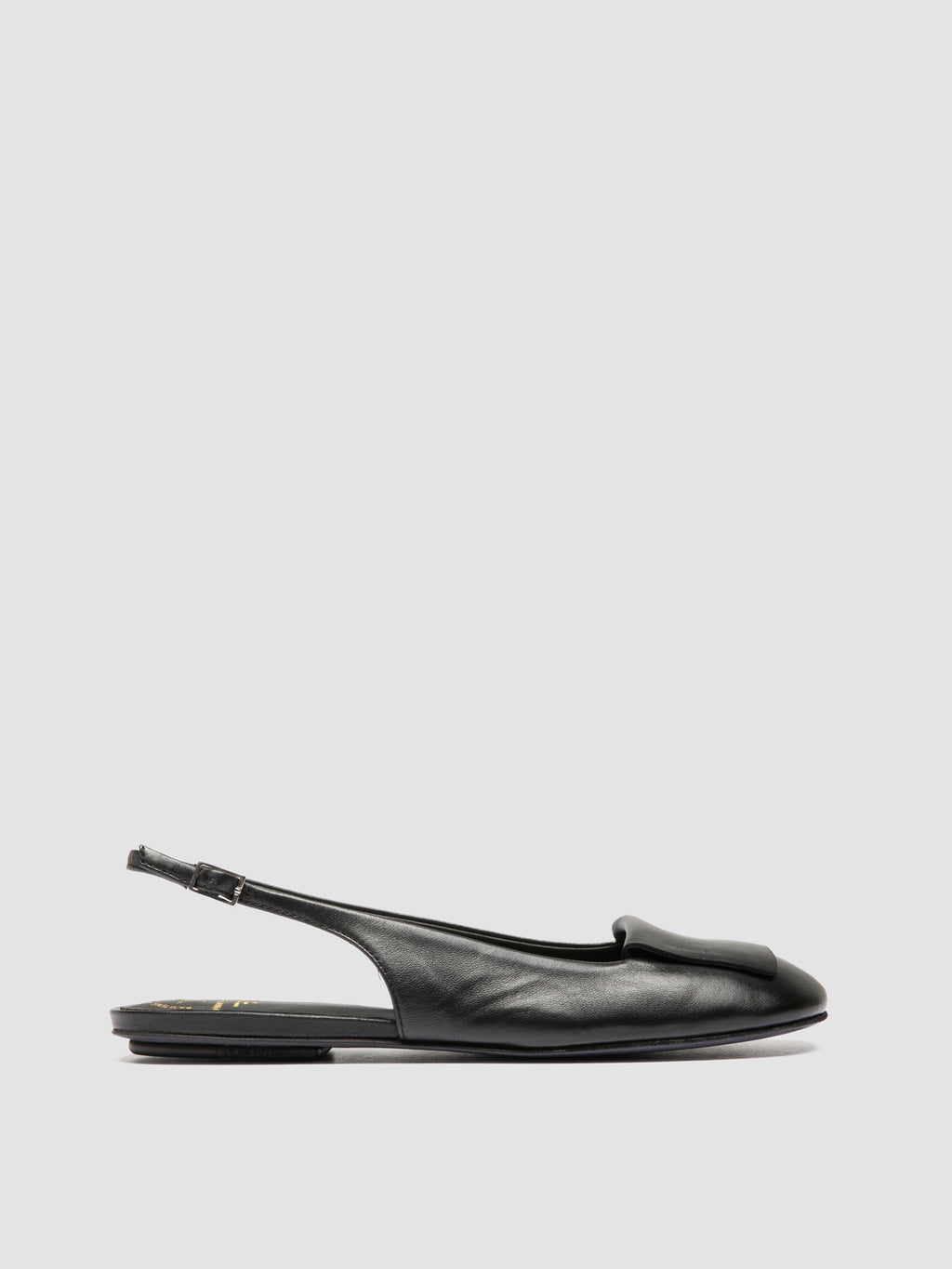 MEREDITH 001 - Black Leather Sling Back Sandals - image 1,side view