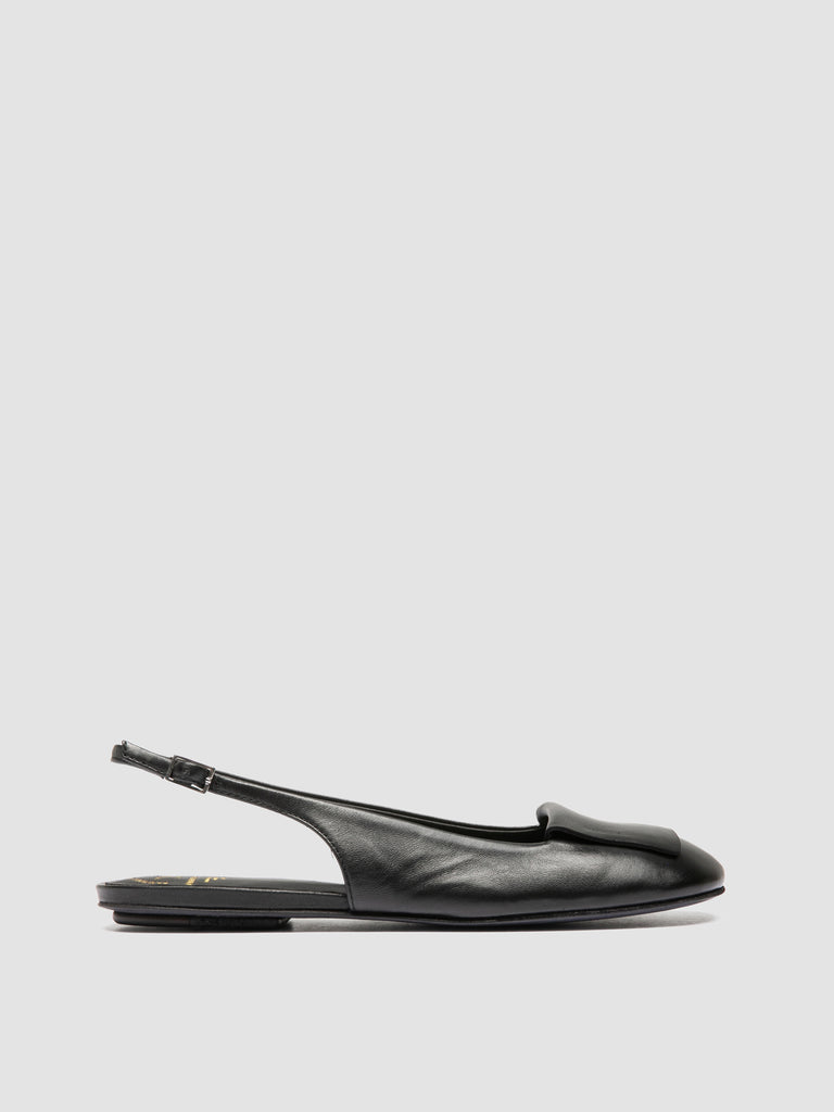 MEREDITH 001 - Black Leather Sling Back Sandals