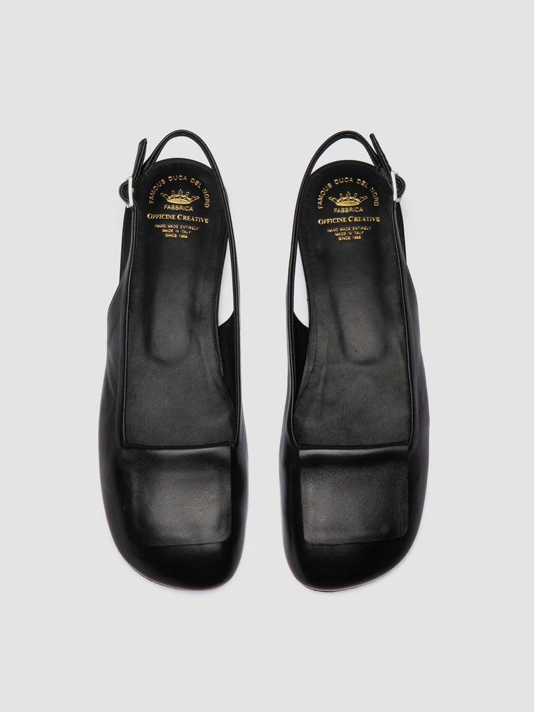 MEREDITH 001 - Black Leather Sling Back Sandals