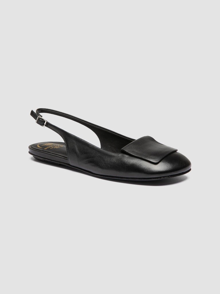MEREDITH 001 - Black Leather Sling Back Sandals