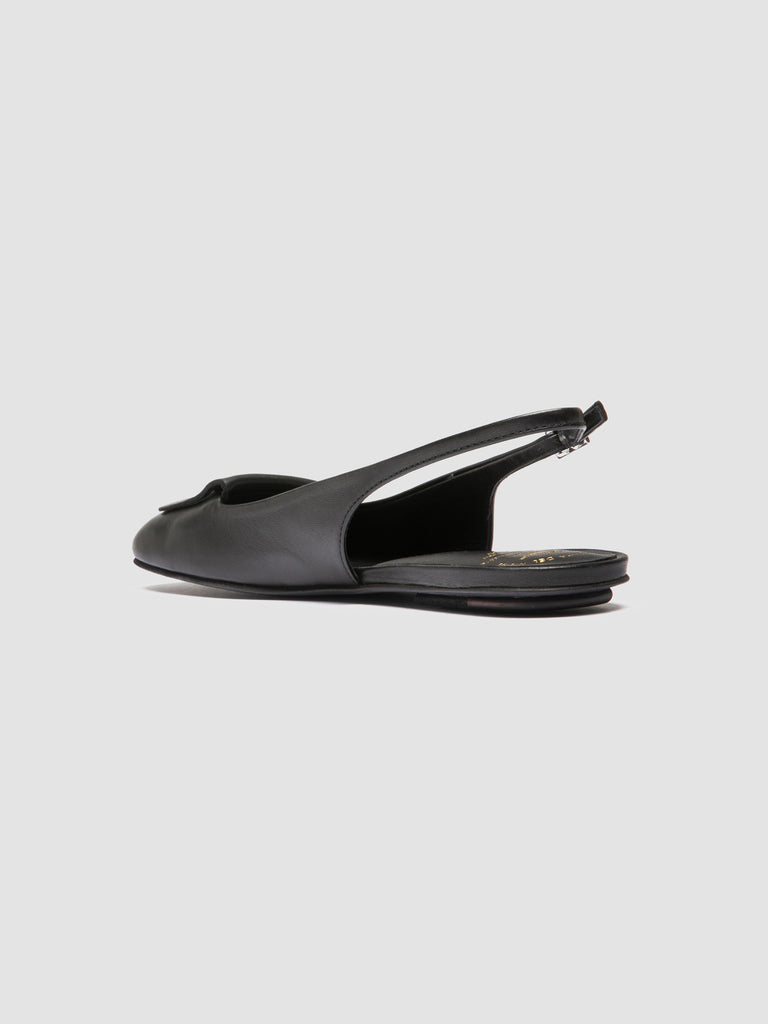 MEREDITH 001 - Black Leather Sling Back Sandals