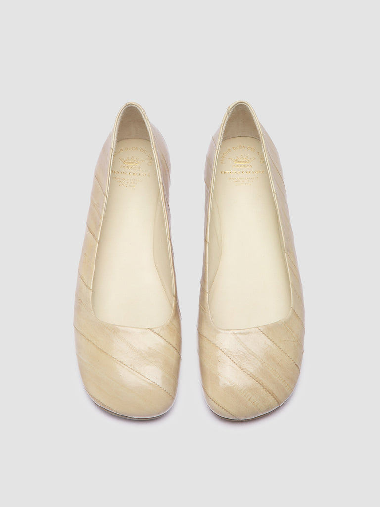 MEREDITH 003 - White Leather Ballerina Shoes