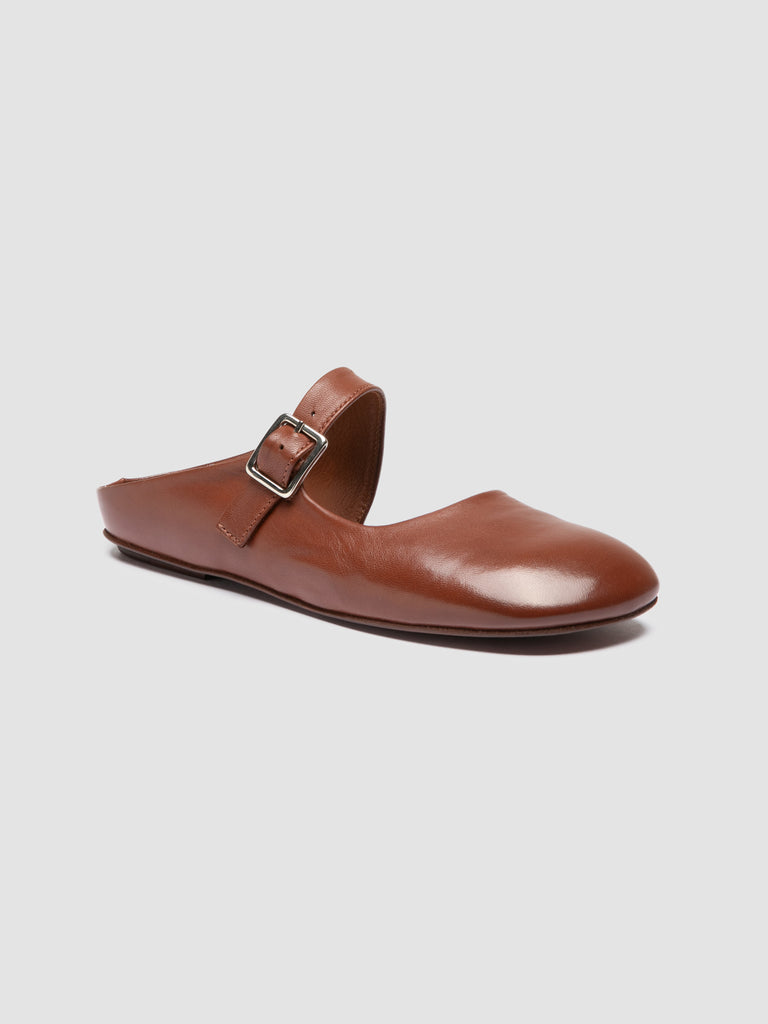 MEREDITH 005 - Brown Leather Mule Sandals