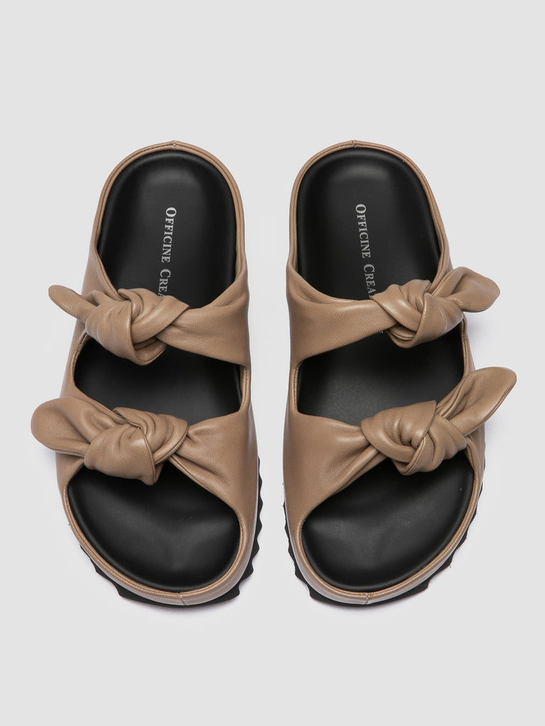 PELAGIE 021 - Taupe Leather Slide Sandals-hover