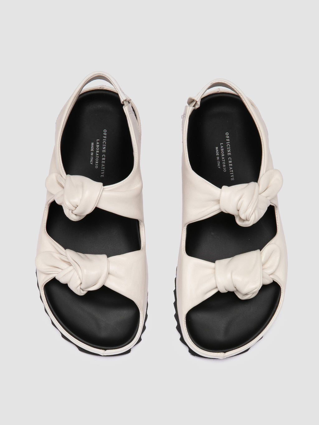 PELAGIE 022 - White Leather Sandals - image 2,side view