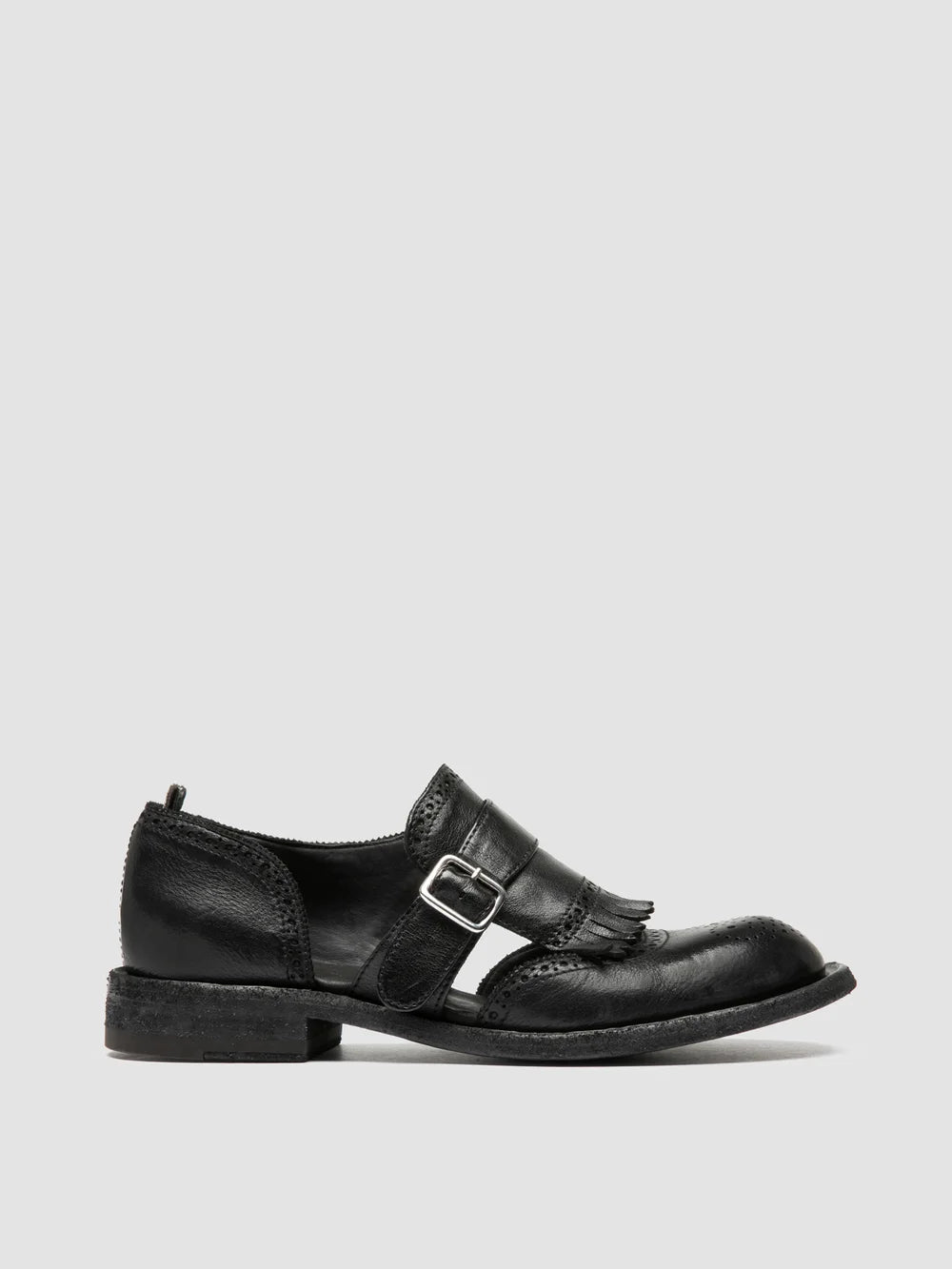 RUGGED 119 - Schwarze Monk-Schuhe aus Leder - image 1,side view