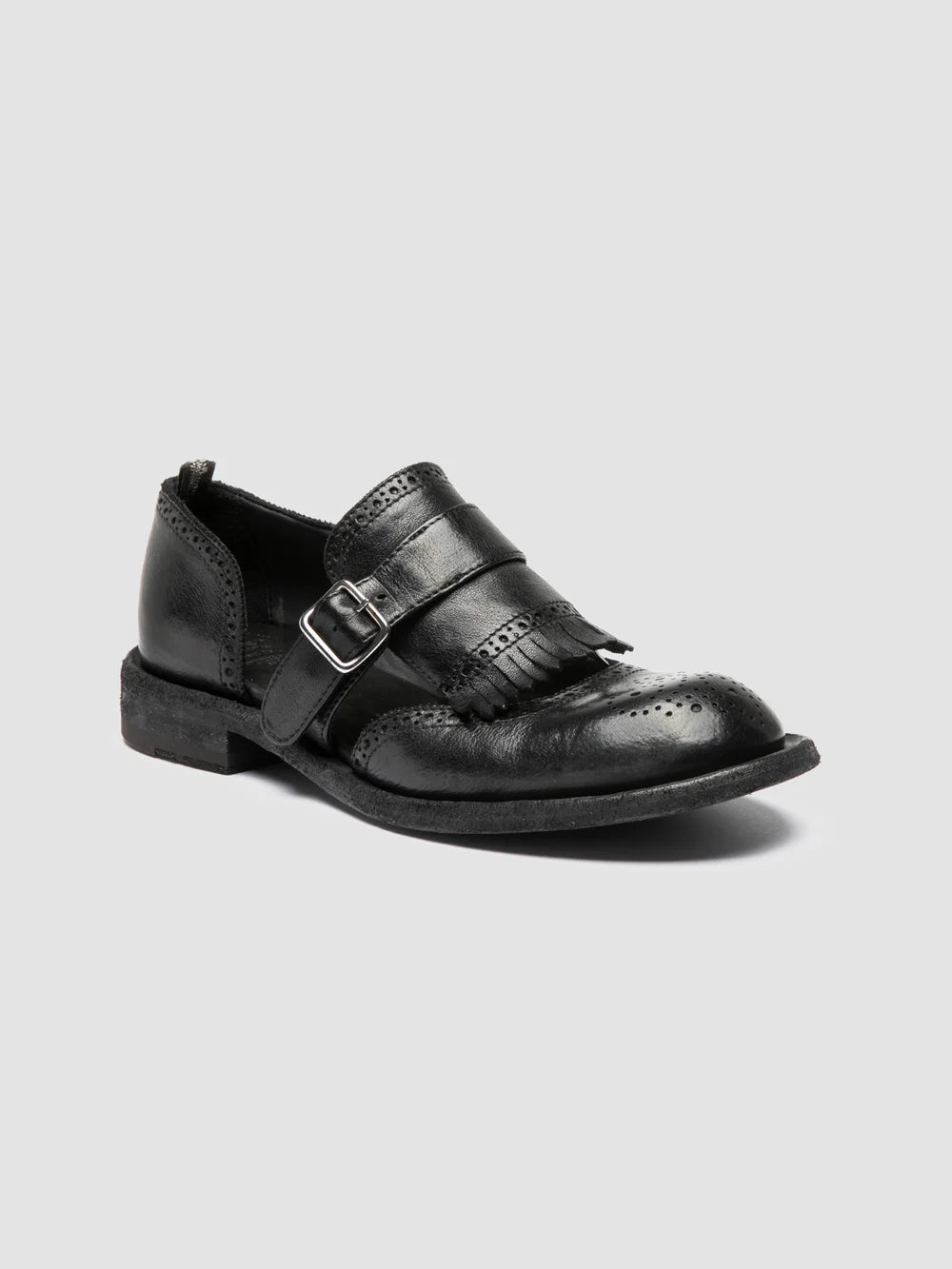 RUGGED 119 - Schwarze Monk-Schuhe aus Leder - image 3,side view