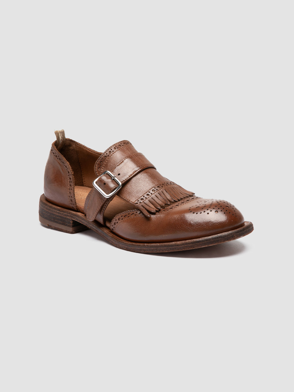 RUGGED 119 - Braune Monk-Schuhe aus Leder - image 3,side view