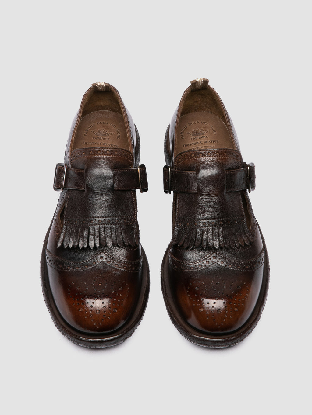 RUGGED 126_W - Brown Leather T-Bar Shoes - image 2,side view