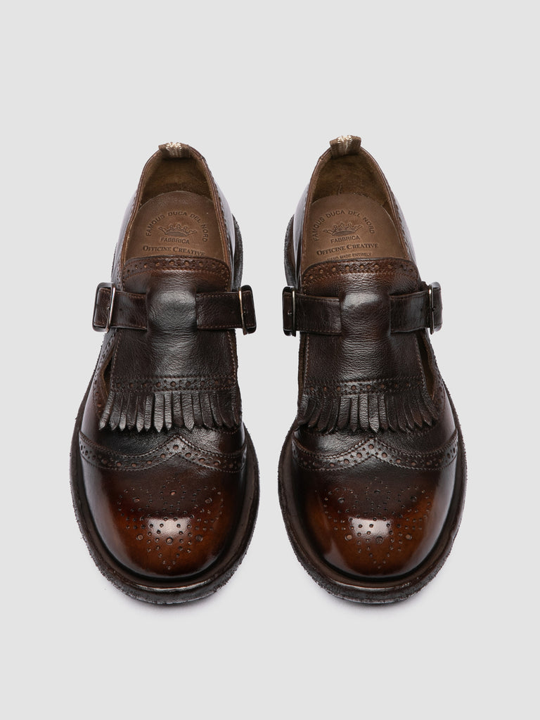 RUGGED 126_W - Brown Leather T-Bar Shoes