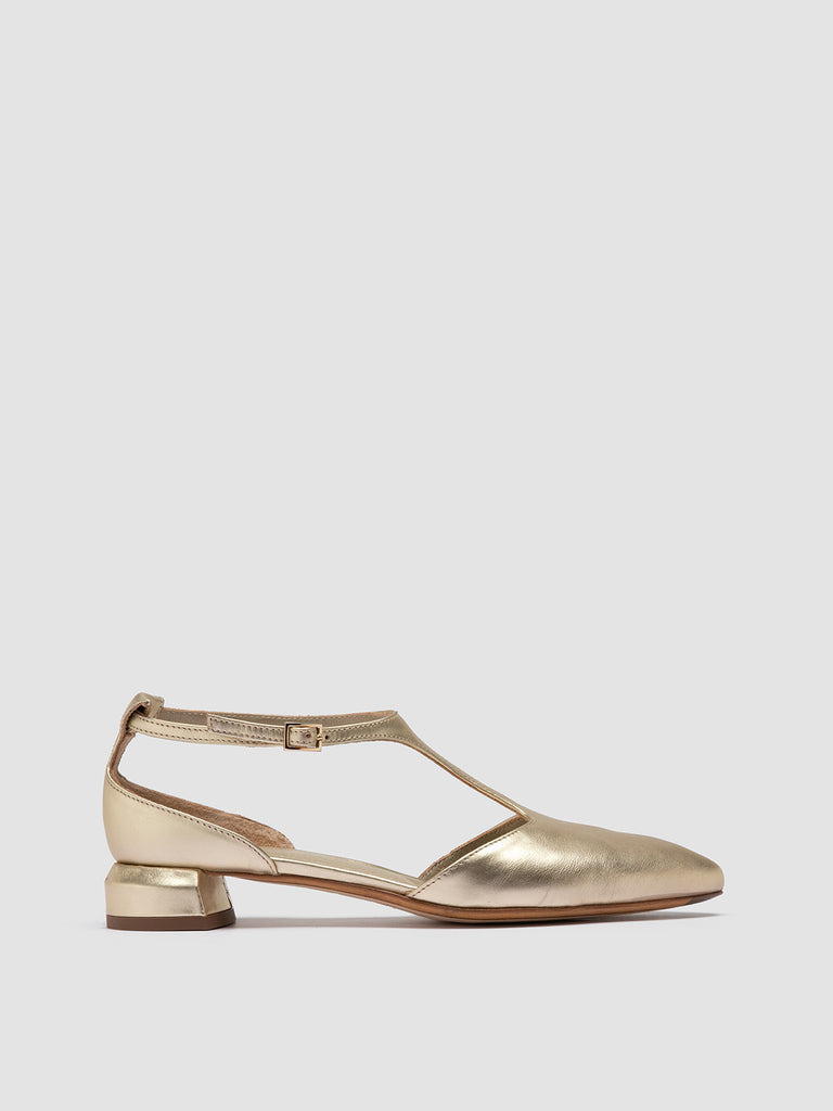 SAGE 103 - Gold Leather T-Bar Shoes