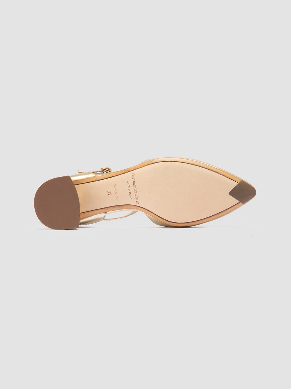SAGE 103 - Gold Leather T-Bar Shoes - image 5,side view