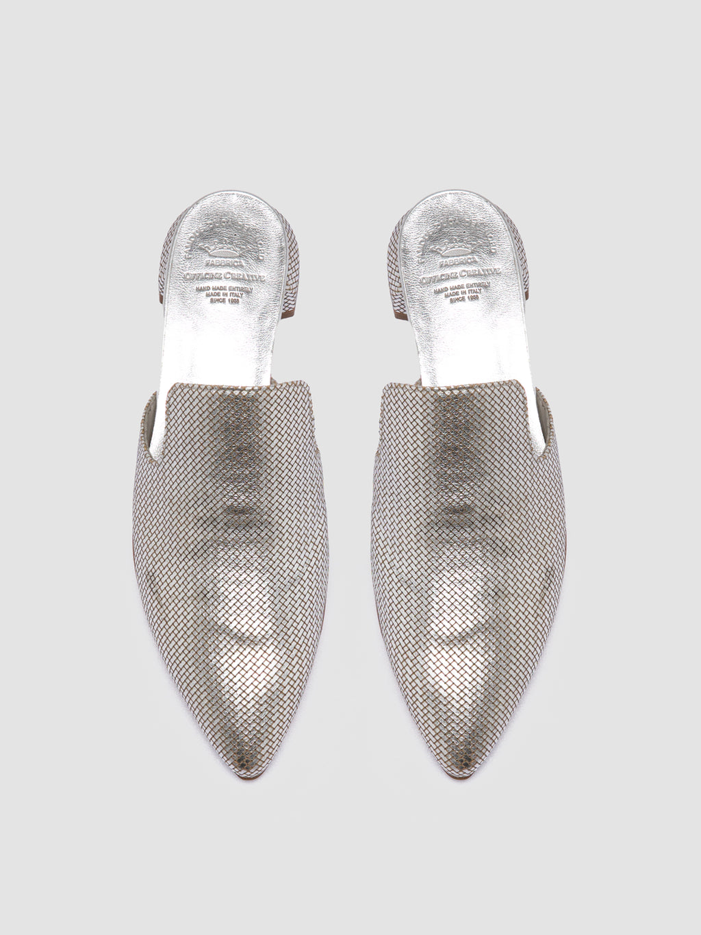 SAGE 106 - Silver Leather Mule Sandals - image 2,side view