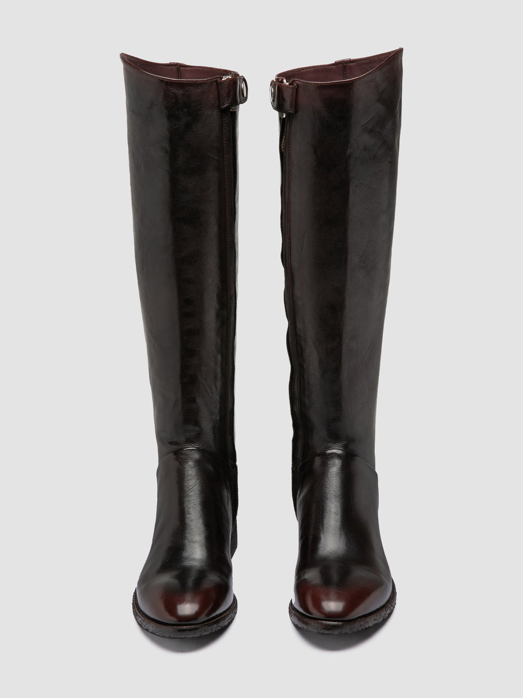 SELINE 039 - Brown Leather Zipped Boots - image 2,side view